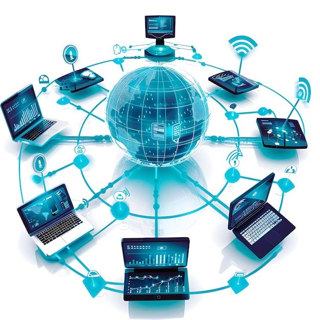 Home global network of connected devices technology and communication concept premium ai generated image