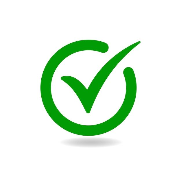 green check mark with circle icon set and tick symbol in green color vector illustration premium vector